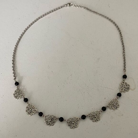 James Avery Retired Onyx Scrolled Necklace - Picture 1 of 4